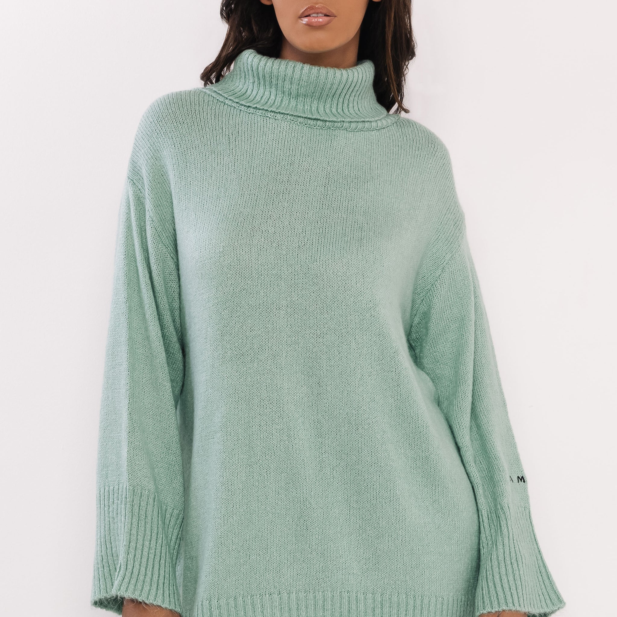 Kötött garbós tunika menta