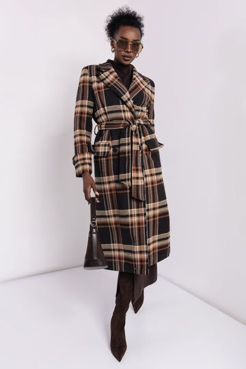 Kockás kabát barna