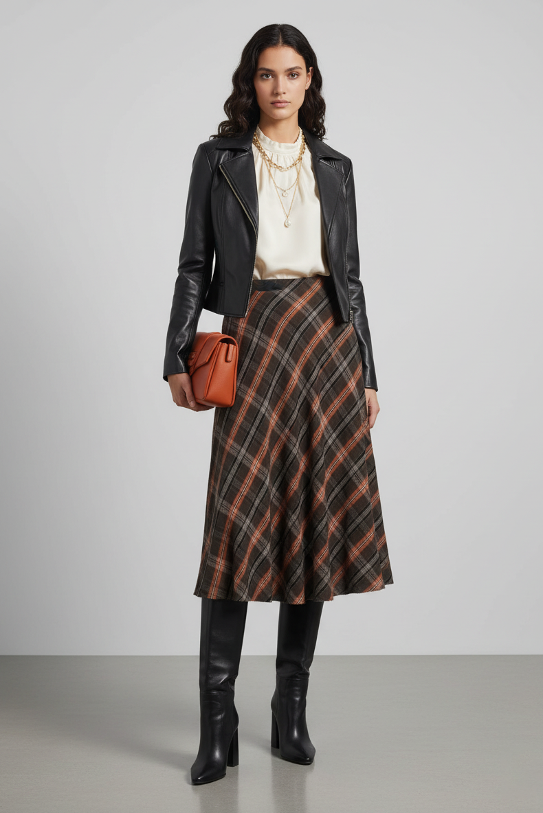 Kockás szoknya barna