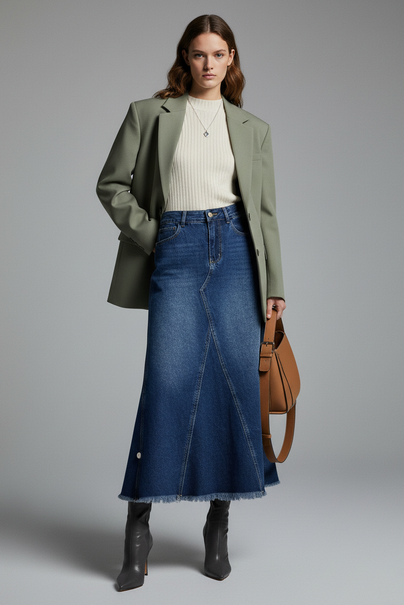 Maxi farmerszoknya kék