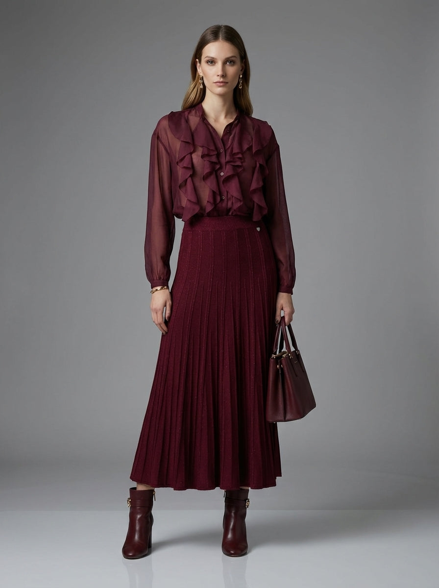 Fodros blúz padlizsán