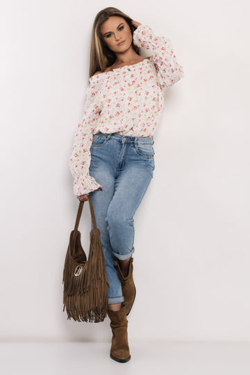 Miko blúz piros virágmintás