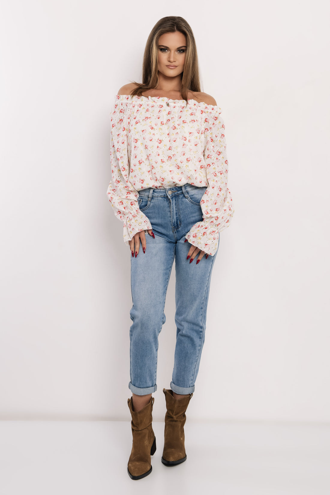 Miko blúz piros virágmintás